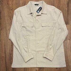 Coofandy Tan Lightweight Shirt / Jacket Linen Blend